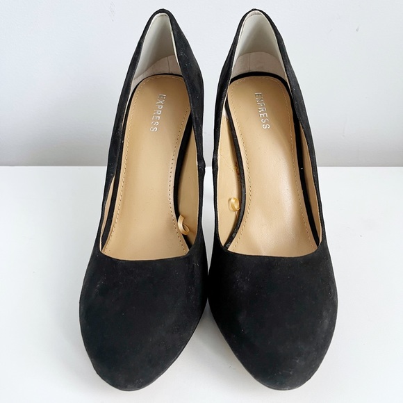 Express Faux Suede Black Platform Heels - Picture 2 of 4
